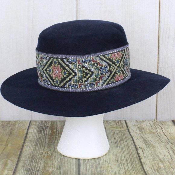 Fedoria by BOLLMAN Blue 100% Wool Felt Fedora Hat - Picture 4 of 10